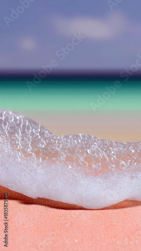 Foam Wave Crashing on Pink Sand Beach