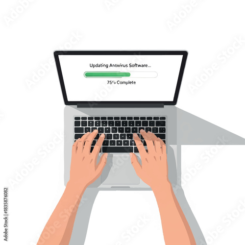 Person Updating Laptop Software