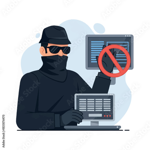 Hacker Prohibited Cybercrime Prevention Concept