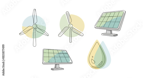 Sustainable Energy Icons Renewable Power Sources for a Greener Future