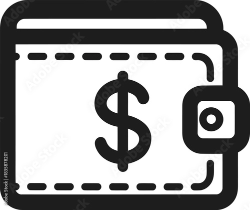 Minimalist Vector Icon of a Clean Wallet for Money and Currency