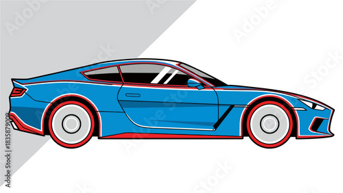 Blue sports car vector illustration on a white background