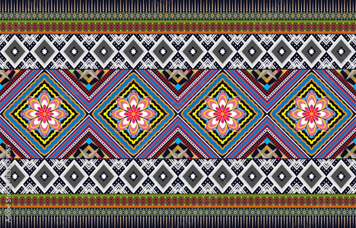 Geometric vector background with sacral tribal ethnic elements. Traditional triangles gypsy geometric forms sprites tribal themes apparel fabric tapestry print

