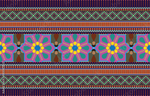 Ethnic-style seamless vector pattern. Tribal motif on a geometric background. Printing ornaments for paper, wallpaper, covers, textiles, fabric, apparel, and other materials
