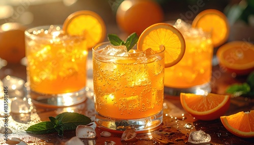 Citrus cocktails with orange and mint