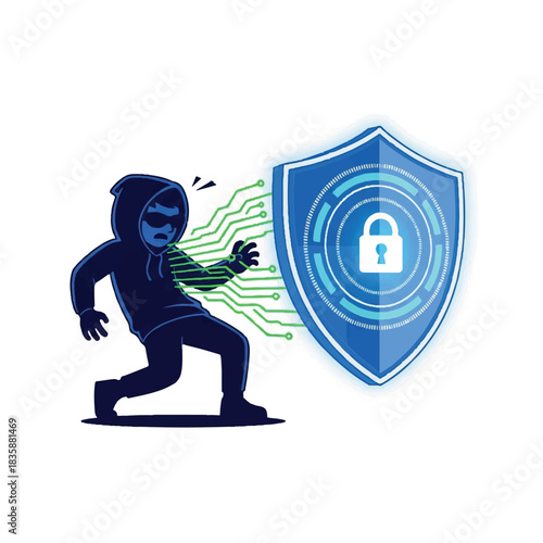Hacker Trying to Breach Security Shield