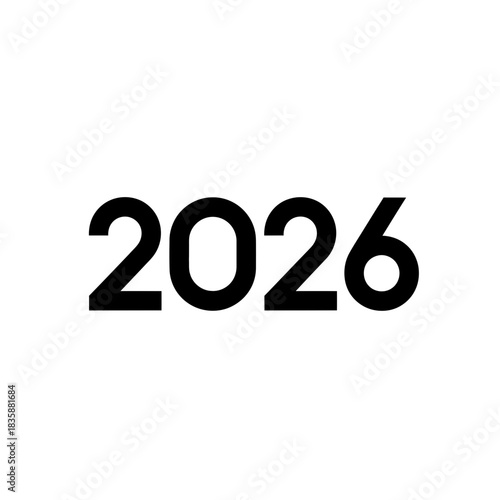 Bold modern typography proclaims the coming year 2026, a clean graphic for future planning and event announcements.