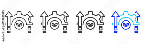 Growth System icon set collection in creative outline style for business featuring varied thickness variations suitable for pro branding visual use and integrity desig