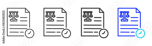 Compliance Track icon set collection in creative outline style for business featuring varied thickness variations suitable for pro branding visual use and integrity desig