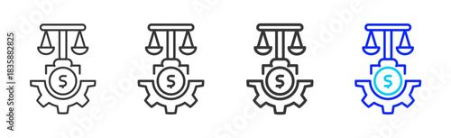 Profit Control icon set collection in creative outline style for business featuring varied thickness variations suitable for pro branding visual use and integrity desig