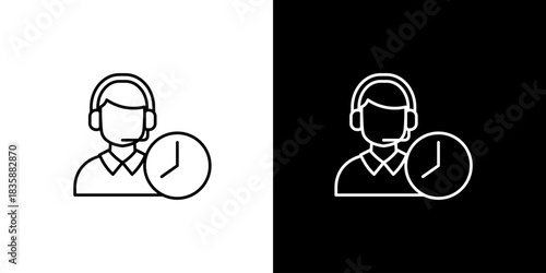 Professional Customer Service Representative with Headset and Clock Icon, Symbolizing Timely Support, Service Hours, and Dedicated Assistance