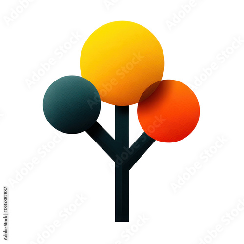 Decision tree icon showcasing branching paths in flat design digital environment