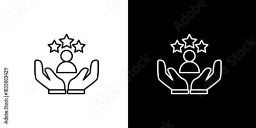 Vector outline icon symbolizing exceptional customer service, user satisfaction, and premium client care, highlighting top-tier support and loyalty through star ratings