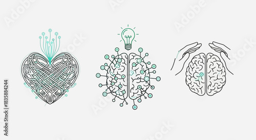 Intuitive mind map visualizes creative ideas and emotional intelligence for innovative solutions and holistic well-being insights