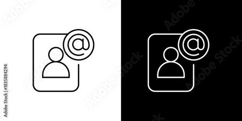User profile icon with email symbol, representing contact information and digital communication