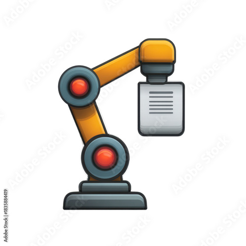 Automation event robot arm handling documents in business industry environment