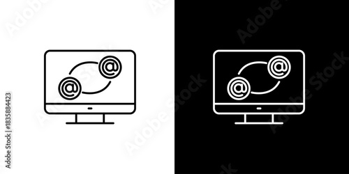 Computer screen displaying email icons, symbolizing digital communication and online messaging services