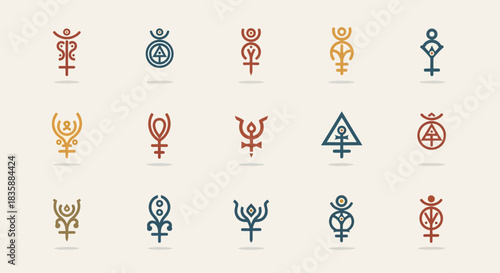 Mystical ancient symbols collection for spiritual branding and esoteric design projects offering unique visual storytelling potential