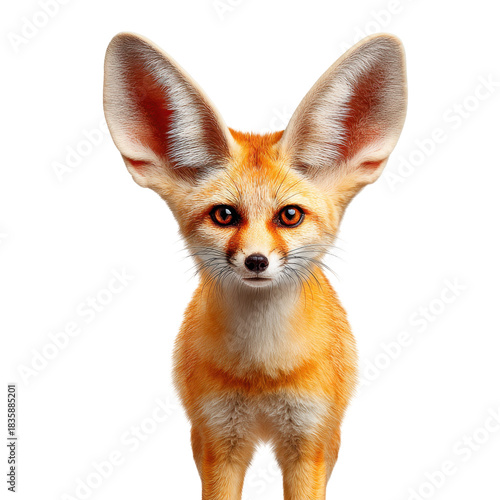 Fennec fox alert in isolated wildlife photography animal portraits