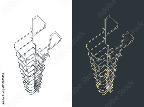 External industrial service ladder close-up