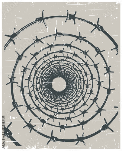 Coiled barbed wire retro poster