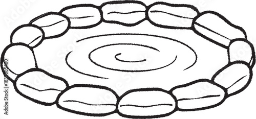 Round cobblestone garden pad