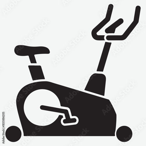 Black and White Icon of an Exercise Bike for Fitness and Health