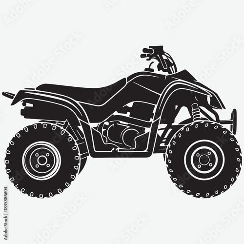 Black Silhouette of an All-Terrain Vehicle (ATV) on a White Background