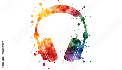 water splash headphones on transparent background
