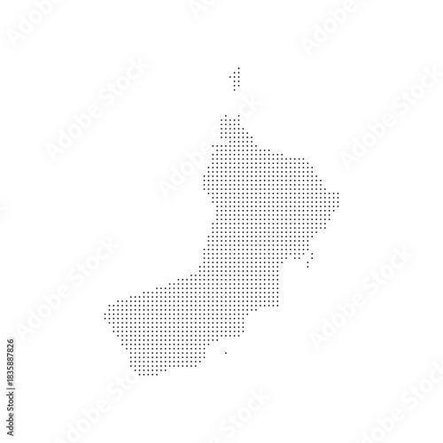 dotted halftone black silhouette of oman map isolated. oman country map for travel and presentation. oman halftones map vector illustration.  world maps circle. global map.