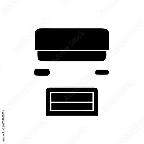 Illustration of a black floppy disk with a simple design on a white background image view on transparent background