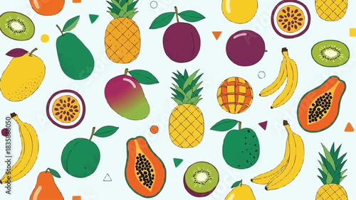 Vibrant Assortment of Tropical Fruits - A Colorful and Refreshing Display.