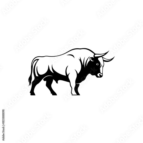 Monochrome Bull Illustration A Powerful Symbol of Strength and Determination