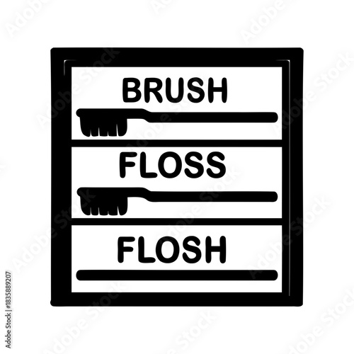 Reminder sign for oral hygiene, emphasizing brushing, flossing, and mouthwash