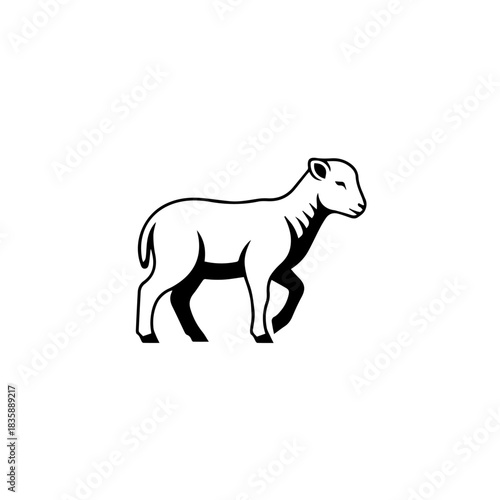 Minimalist Line Art of a Lamb Walking Ideal for Logos and Simple Designs