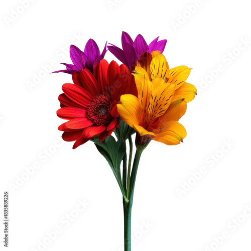 Isolated floral arrangement close-up of a vibrant flower bouquet in a bright setting