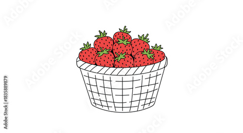 Delightful basket of fresh strawberries, a perfect summer treat that brings joy and sweetness, ideal for healthy eating campaigns and vibrant designs