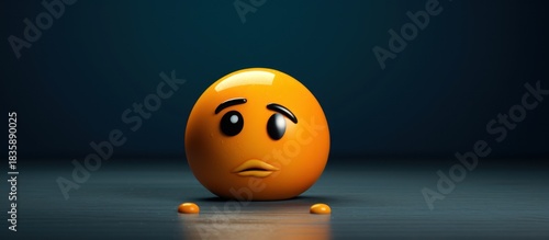 Sad Emoji with Downcast Eyes and Drooping Mouth on a Dark Background.