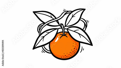 Vibrant Orange with Leaves - A Fresh and Natural Still Life.