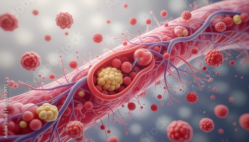 Wallpaper Mural Realistic visualization of cholesterol inside artery with detailed blood flow structure Torontodigital.ca