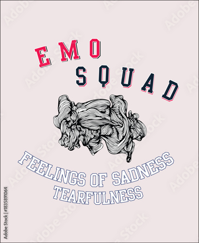Emo Squad Feelings of Sadness - Edgy Streetwear Graphic with Classical Sculpture