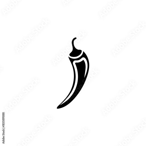 Illustration of a stylized chili pepper on transparent background silhouette
