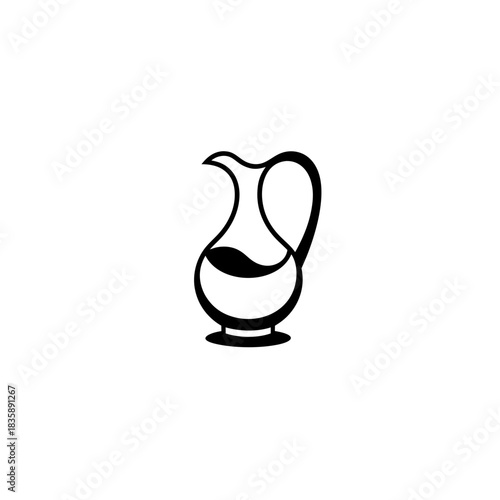Illustration of a black water pitcher on transparent background silhouette
