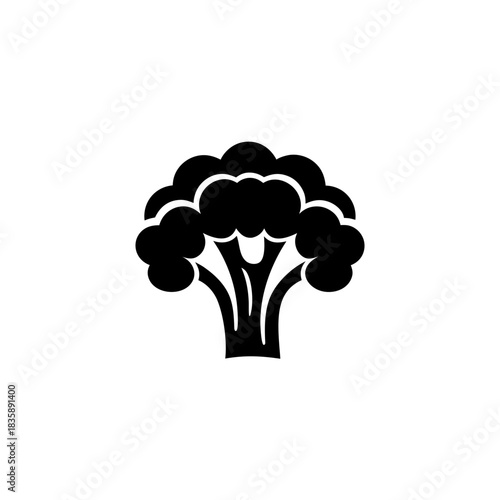 Silhouette of a broccoli floret icon on transparent background