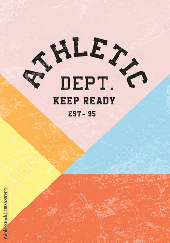 Athletic dept vintage typography on retro geometric color block background