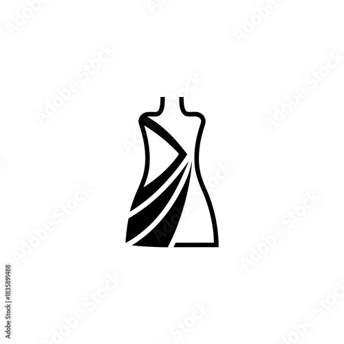 Dress design on mannequin illustration on transparent background silhouette
