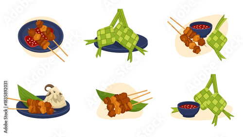 Delicious Grilled Meat Skewers Traditional Rice Cakes for Festive Meals