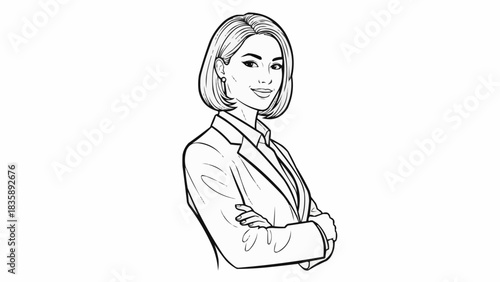 Professional Woman Confidently Posed with Arms Crossed.