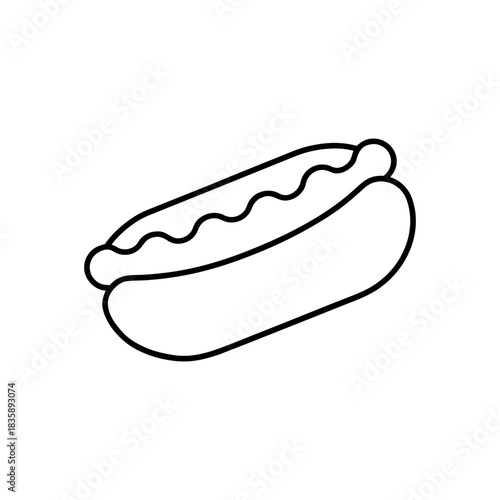 Outline drawing of a hotdog meal on transparent background silhouette