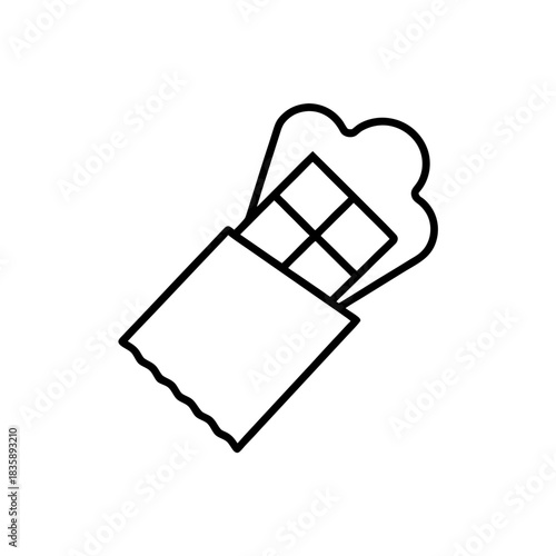 Chocolate bar in wrapper outline art on transparent background silhouette